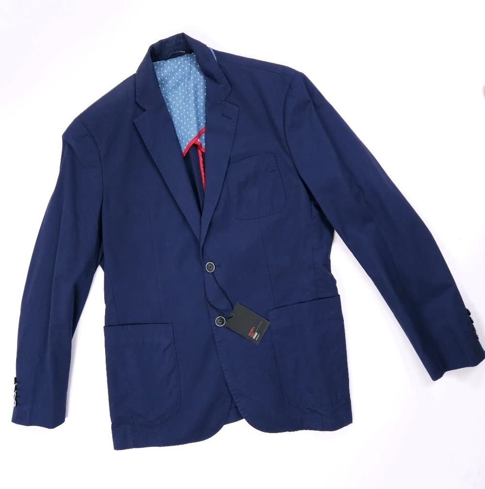 Riviera Red Men's Sport Coat Lightweight Summer Cotton Blazer Navy Blue 40 R NWT